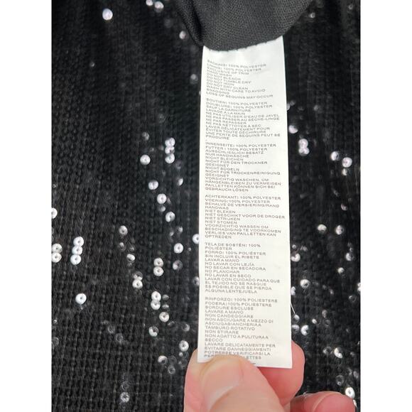 Boohoo Size 18 Sequin Kimono Sleeve Skater Dress Black Cocktail Party - Picture 9 of 14